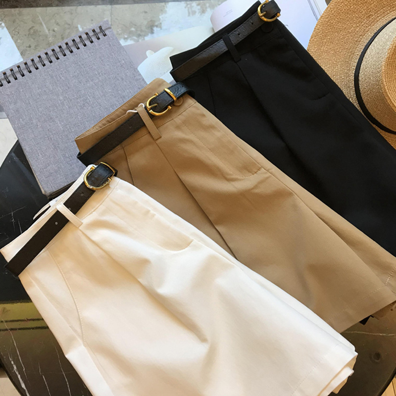Factory Shipment! Wall Crack Recommendation! Long Leg Artifact ~ High Waist Casual Wide Leg Pants Shorts for Women with Belt