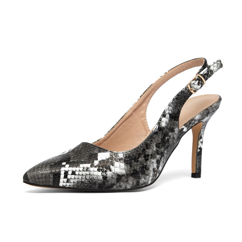 Cross-Border Independent Website Ins Fashion Runway Brown Snake Print High-Heeled Pointed-Toe Pumps Foreign Trade Huidong Women's Shoes