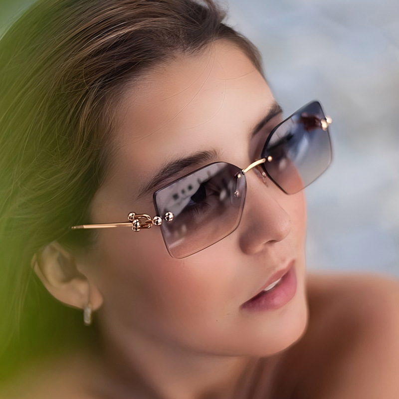 New Fashion Square Rimless Sunglasses Cross-Border European and American Trendy Ins Internet Celebrity Sunglasses Summer Sun Glasses