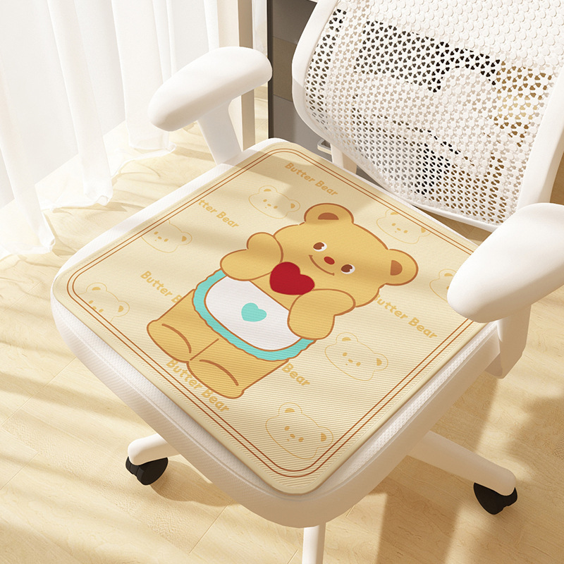 Cojín de seda de hielo de verano, línea encantadora, alfombra de perros antideslizante, cojín de asiento de oficina confortable y transpirable.