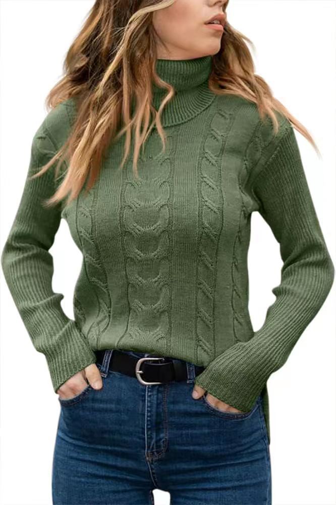 Dames herfst en winter nieuwe effen kleur coltrui retro lange mouwen dames trui_voghion.com