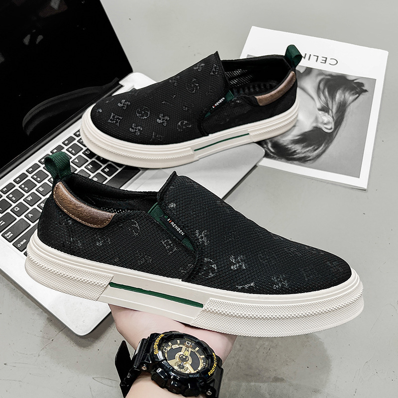 Zapatos de hombre en nombre del cabello, tendencia baja de primavera y verano, todo fósforo, zapatos blancos casuales al aire libre, cómodos y transpirables, zapatos perezosos