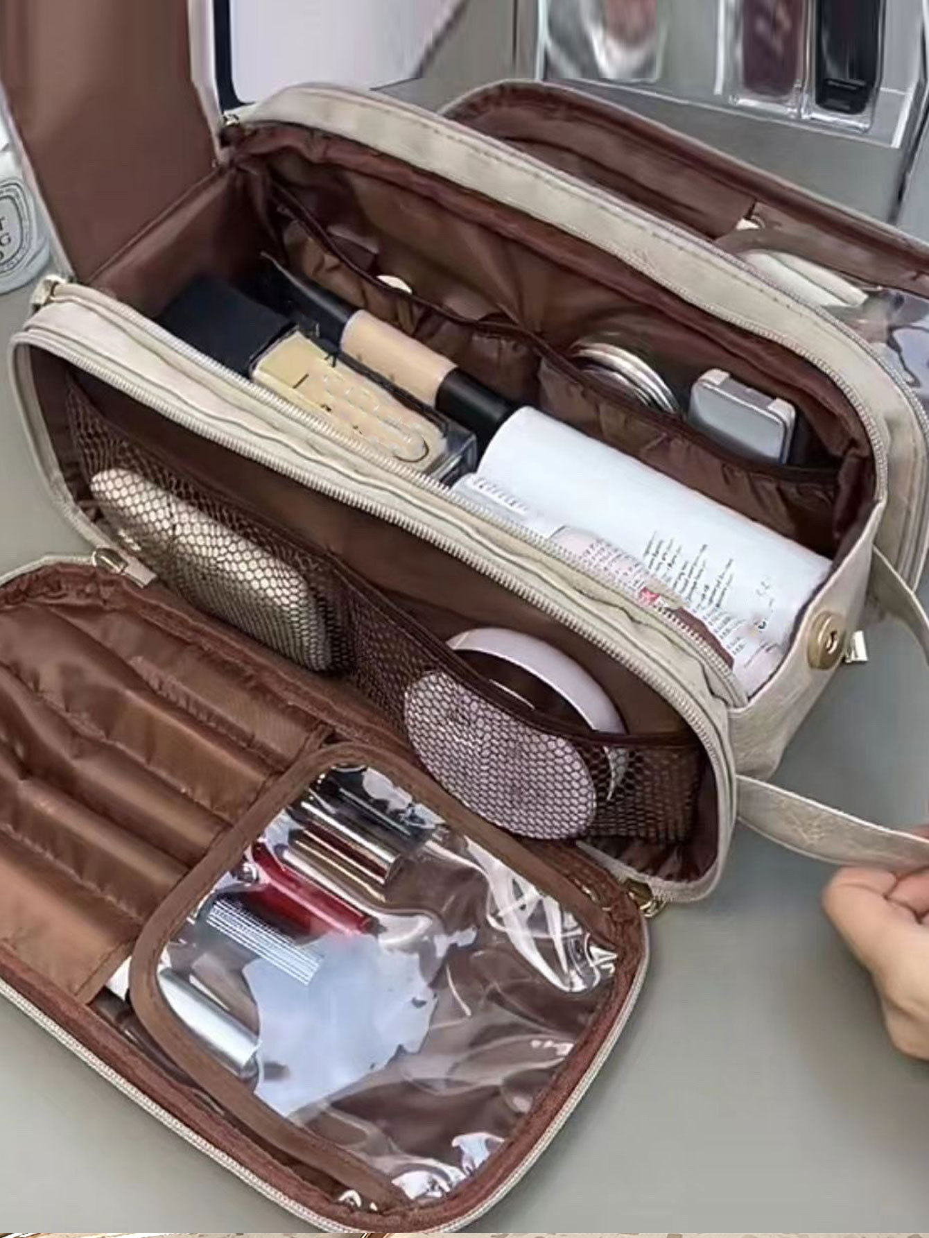 Bolsa de Cosméticos Multifuncional 2026 para Mujer, Gran Capacidad, Portátil para Viaje, Bolsa de Almacenamiento de Alta Gama para Brochas de Maquillaje y Artículos de Aseo