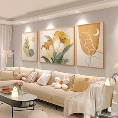 Living Room Decoration Tulip Sofa Background Wall Cream Style Modern Minimalist Luxury High-End Painting