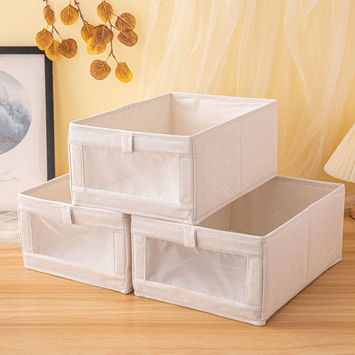 Japanese cotton and linen clothing storage box, household drawer-style fabric storage box, foldable wardrobe storage gadget
