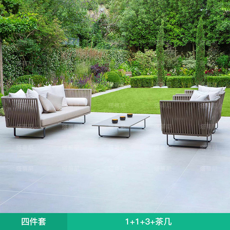 Conjunto de sofás de ratán para ocio al aire libre, sofá de ratán para patio y terraza, muebles de ratán individuales, dobles y para tres personas. image 19