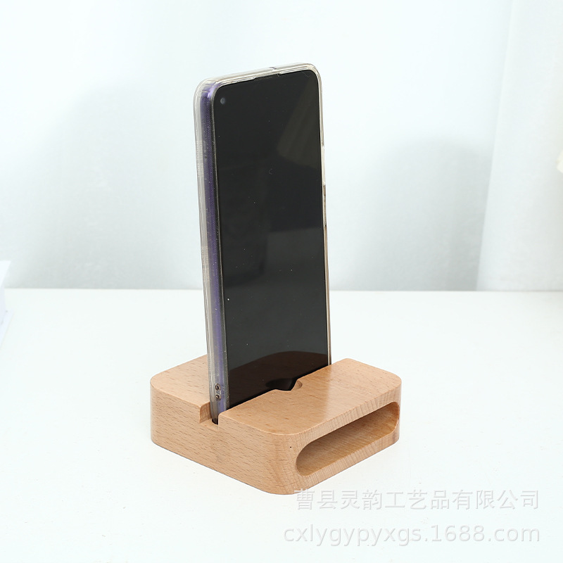Teléfono móvil de madera micrófono físico escritorio teléfono móvil soporte altavoz perezoso amplificador soporte base
