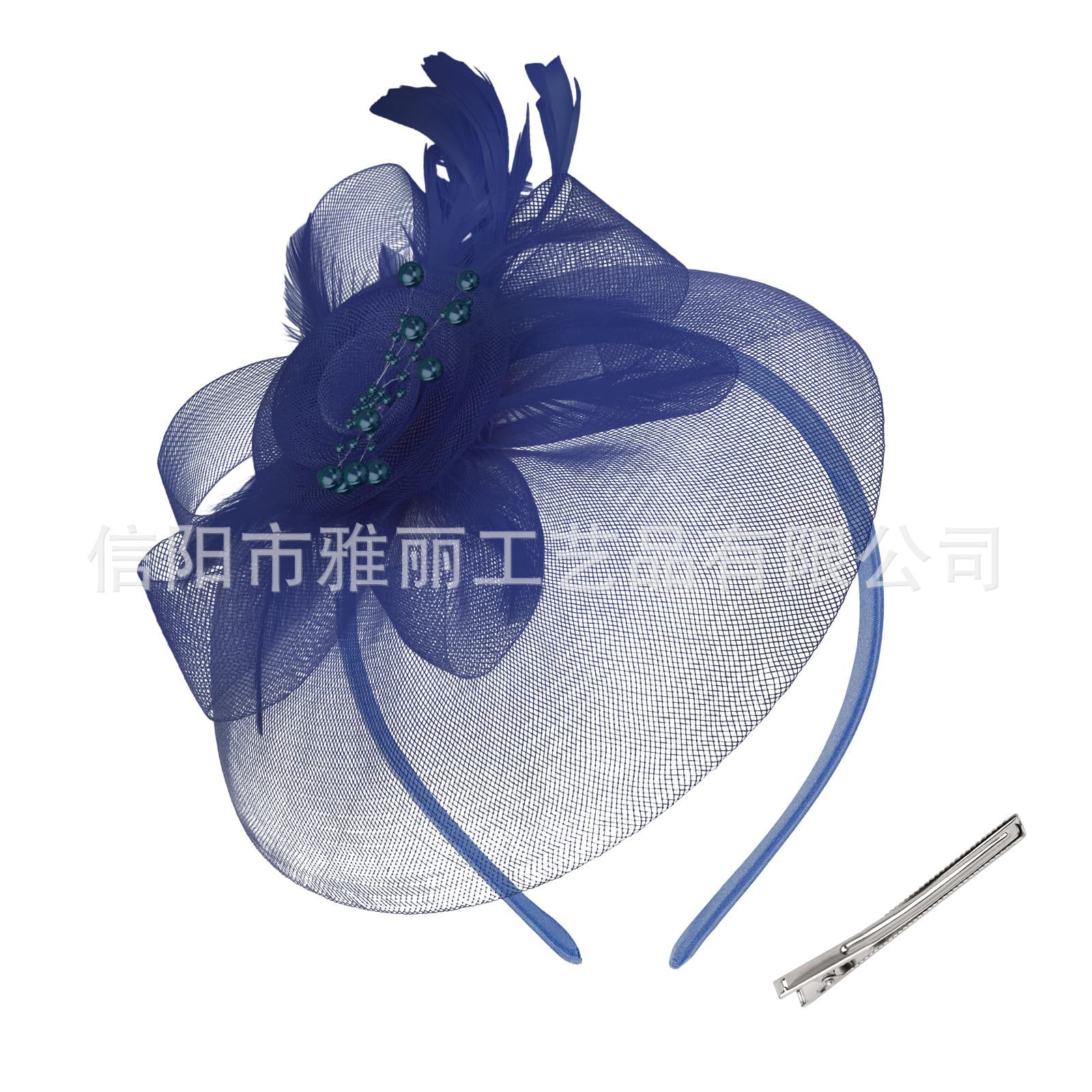 Cross-border best-selling feather headband, festival party, ball performance, mesh hair accessory, horse racing club women's top hat