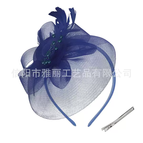 Cross-border best-selling feather headband, festival party, ball performance, mesh hair accessory, horse racing club women's top hat