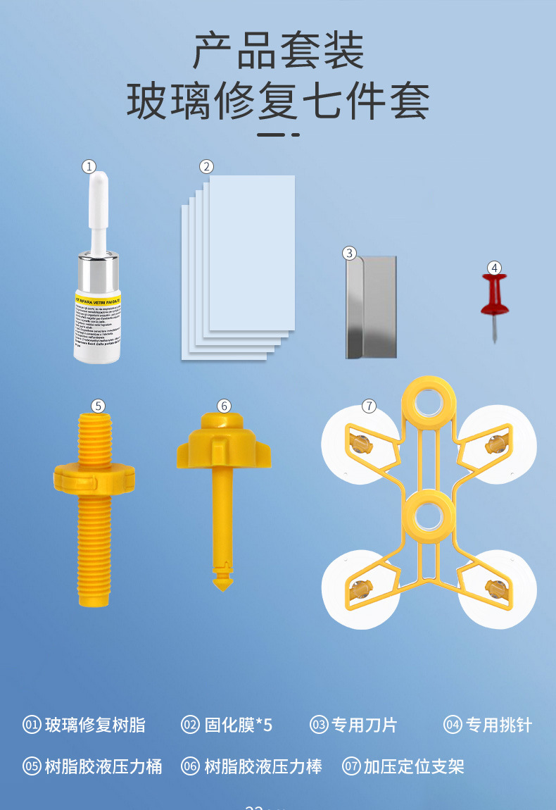 Car Glass Repair Fluid Complete Set of Glass Repair Fluid for Repairing Small Pits in Windshields