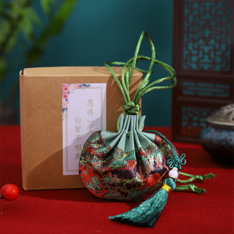 Dragon Boat Festival bolsita estilo antiguo bolsa de loto accesorios Hanfu adornos bolsa vacía embalaje Halter portátil coche colgando aromaterapia repelente de mosquitos