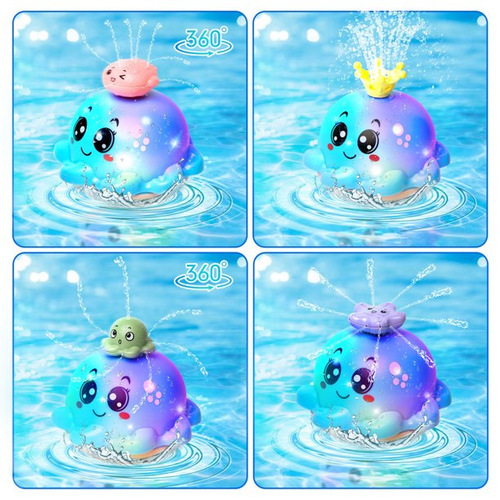 Matching Electric Sensing Water Spray Ball Baby Bathroom Bath Lighting Music Water Play Toy Water Spray Whale