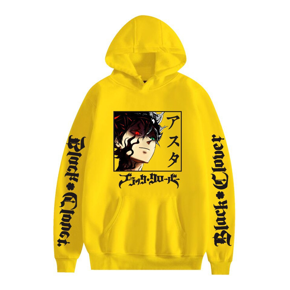 Nuevo estilo transfronterizo popular popular japonés riman black de cuatro hojas-Black Clover más suéter con capucha de terciopelo para mujer