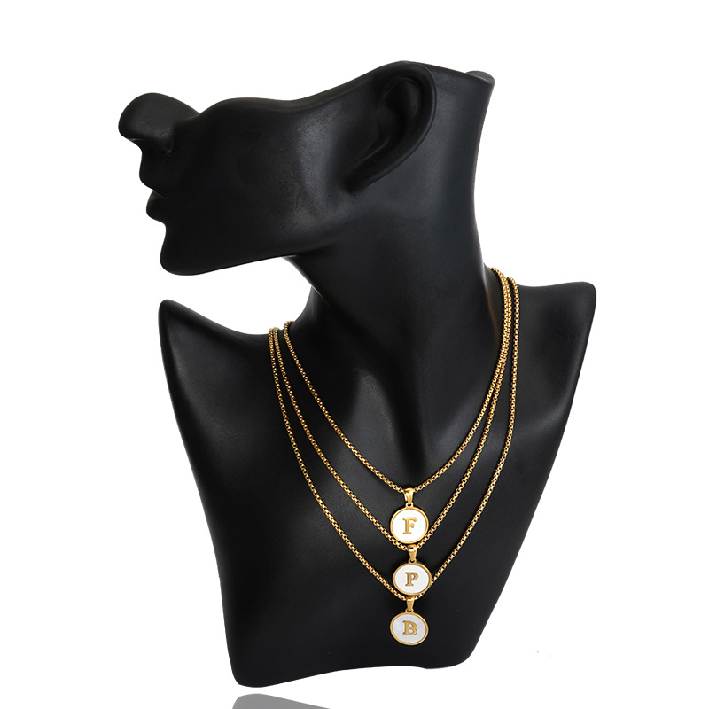 Fashion Letter Titanium Steel Plating Inlay Shell Pendant Necklace 1 Piece