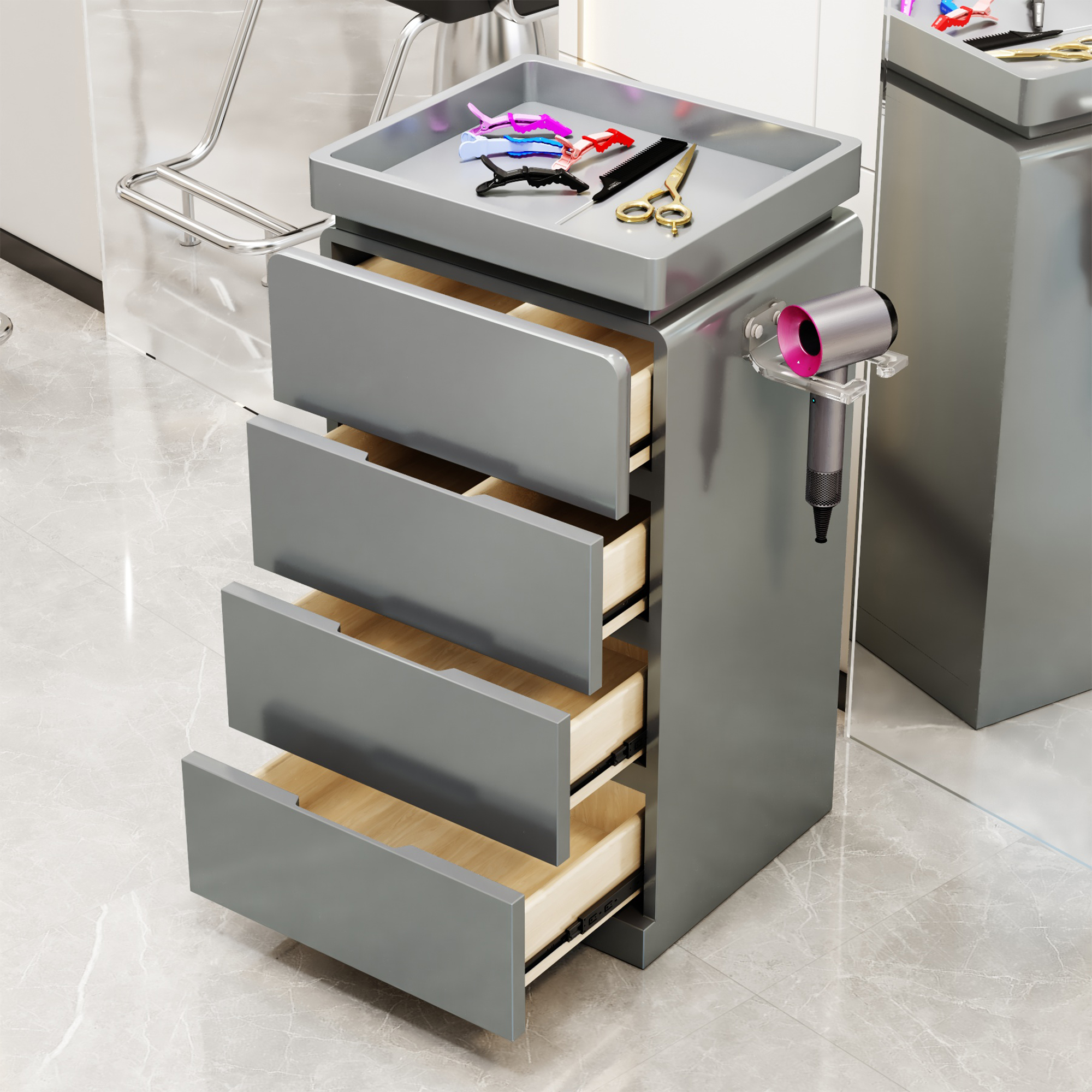 Nuevo gabinete de herramientas de peluquería de alta calidad gabinete de salón de peluquería carro móvil sin instalación móvil gabinete de herramientas de almacenamiento de madera sólida