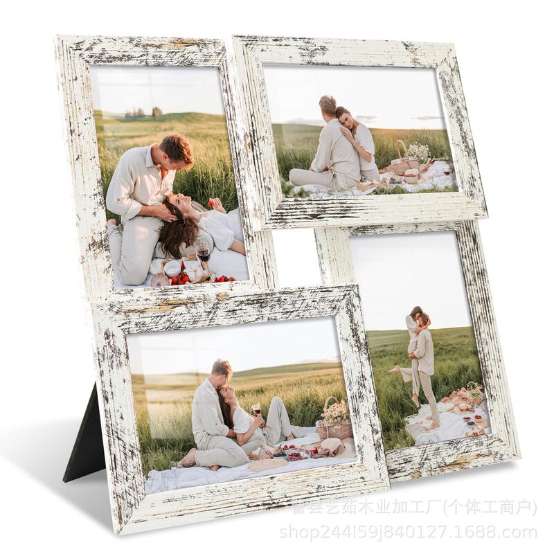 Wooden Collage Photo Frame Family Multiple Photo Display Frame Desktop Selfie Commemorative Photo Table Can Be Wall-Mounted Photo Frame