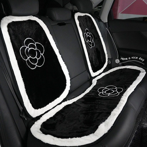 Camellia car seat cushion, winter plush warm car seat cushion, internet celebrity classic car seat cushion, universal for all seasons