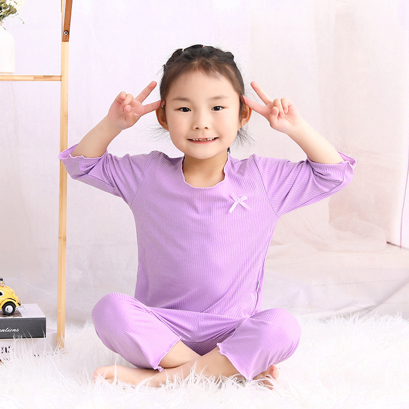children spring and autumn Thin section Home Furnishings suit Female baby Easy pajamas girl Facial mask summer Air conditioning service girl