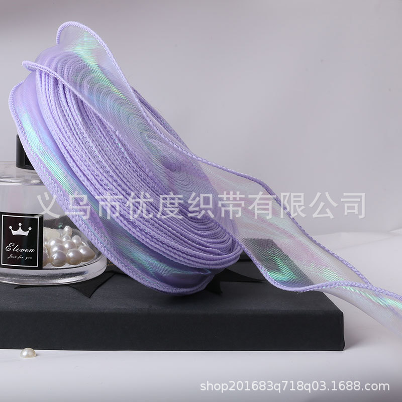 Hilado de cola de pez Symphony Cinta Decoración de pastel Ramo de copia lateral Boleto de flores Tombro de lazo Cinta de hilo ondulado