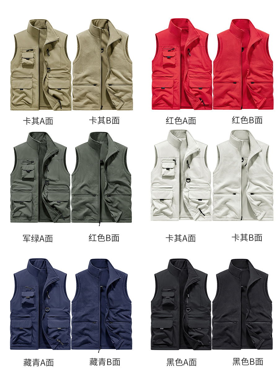 Chaleco de lana impermeable al aire libre abrazadera de caballo transfronteriza fuera de invierno fotografía de pesca multi-bolsillo chaleco de herramienta hombre personalizado