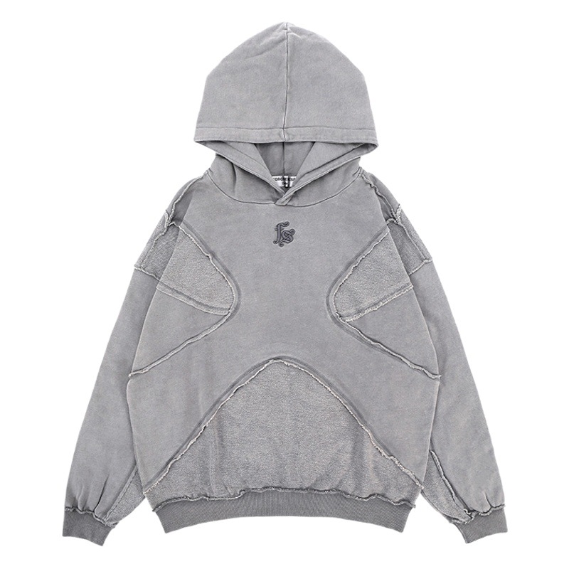 LANHAI MEN'S | 2025 秋冬新作トレンディなブランドパーソナライズされたリバースカーデザインクラフトソリッドカラーハイストリートフード付きスウェットシャツイン
