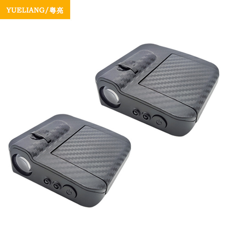 汽车用品  车载 LOGO照地迎宾灯 免接线碳纤纹红外车门感应投影灯