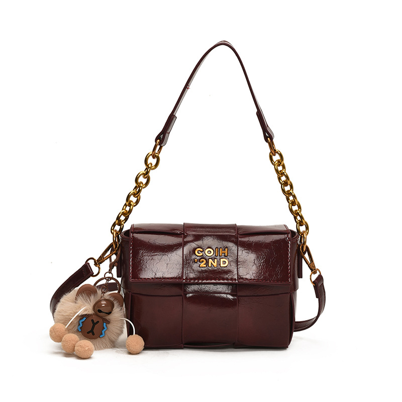 Bolso tejido de cuero de cera de aceite de alta calidad para mujer 2025 primavera nueva moda casual bandolera de moda de nicho