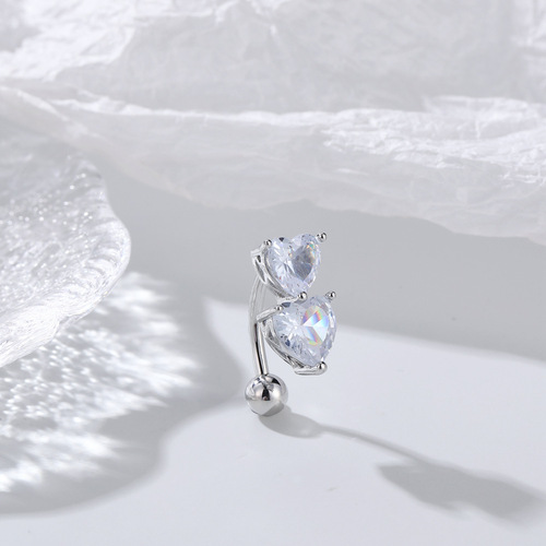 Exclusively for foreign trade, AliExpress hot-selling navel jewelry, cross-border European and American personalized double love rhinestone navel navel jewelry wholesale