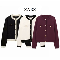 ZARZ自作欧米風新型女装クラシックファッション金色ボタンニットジャケット1822/106