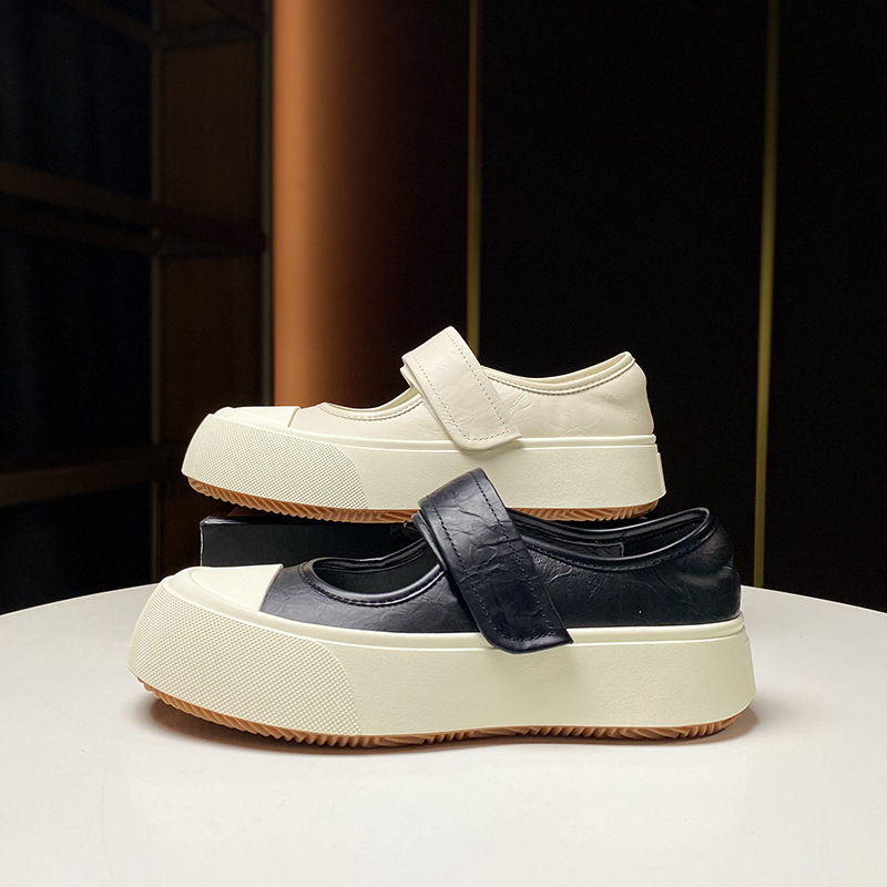 French Mary Jane 2024 Spring New Ugly Cute Big Toe Velcro Thick Sole Single Shoes_voghion.com