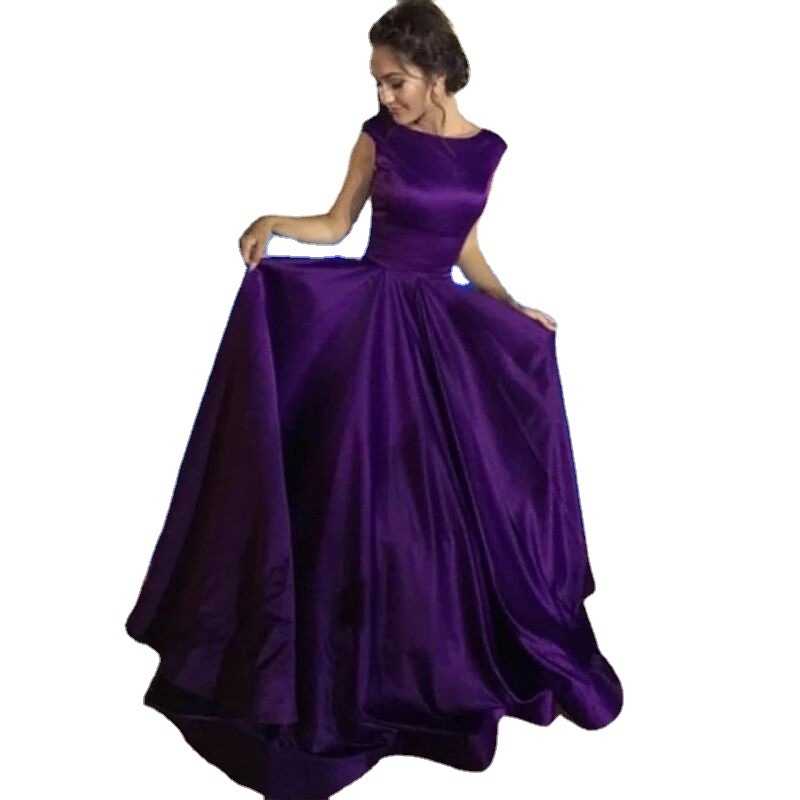 Comercio exterior europeo y americano Amazon AliExpress deseo vestido de noche elegante simple cuello redondo sin mangas vestido de banquete image 5
