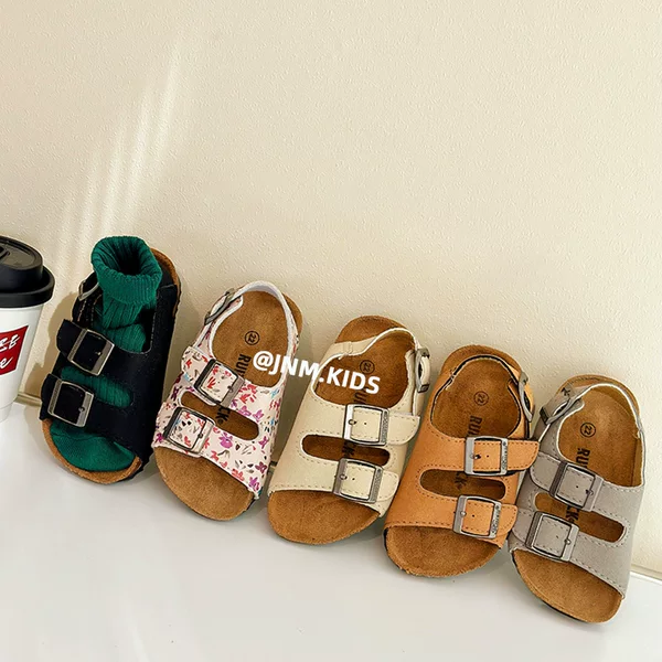 ins K-style Kidsren's Cork Sandals Summer Girls Birkenstock Shoes Boys Casual Open Toe Beach Shoes 3 Baby Sandals