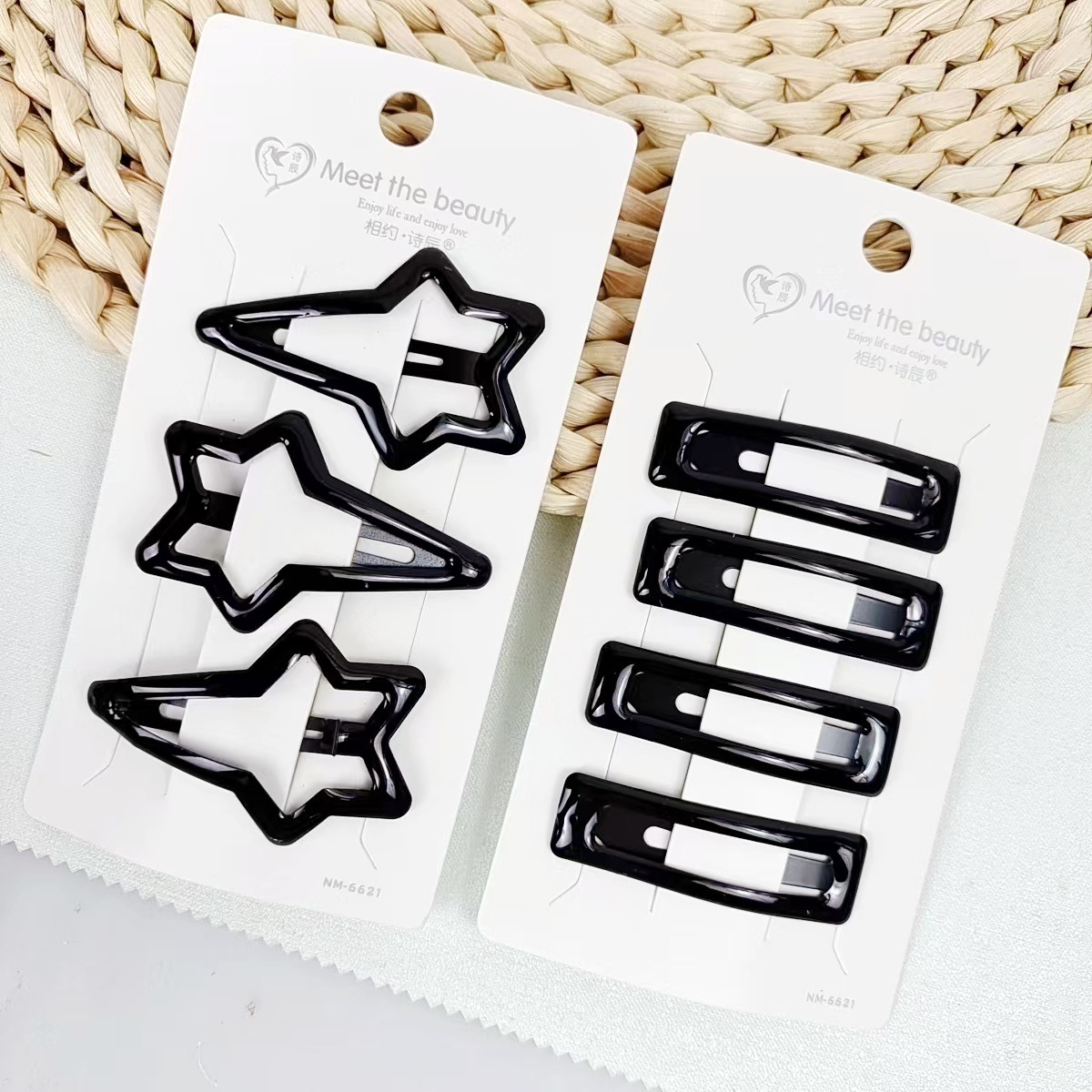 Korean Oil BB Clip, Simple Black Geometric Water Drop Bangs Clip, Edge Clip Heart Hairpin Wholesale from 2 Yuan Store