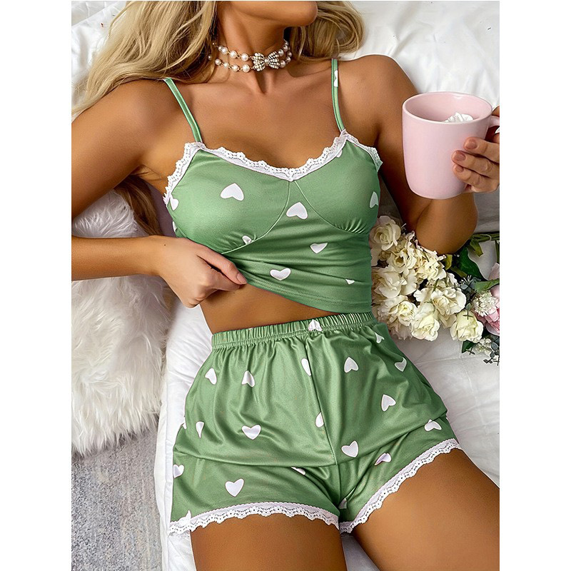 Home Women's Lady Modern Style Heart Shape Polyester Milk Fiber Shorts Sets Pajama Sets display picture 13