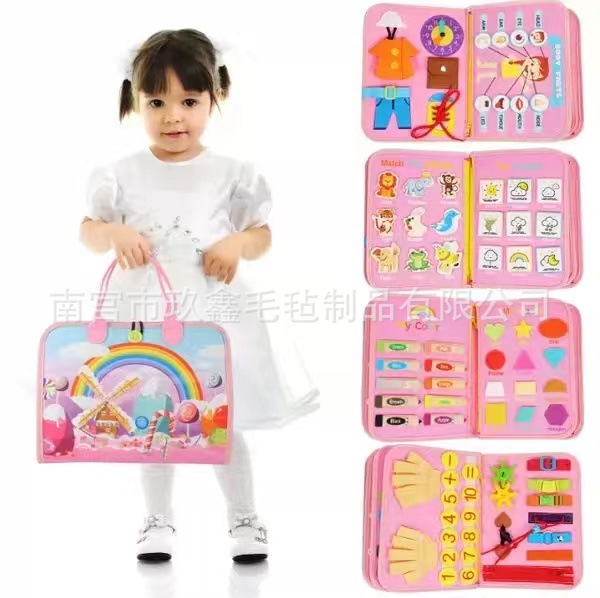 Felt transfronterizo Junta ocupada Educación infantil Habilidades prácticas de vida Monchi Puzzle Kindergarten libro de tela personalizado