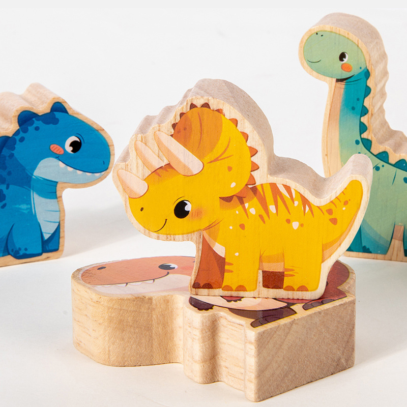 Madera gran granular animales y plantas bloque de construcción apilado Le entrenamiento de equilibrio apilado alto puzzle infantil juguete interactivo de educación temprana