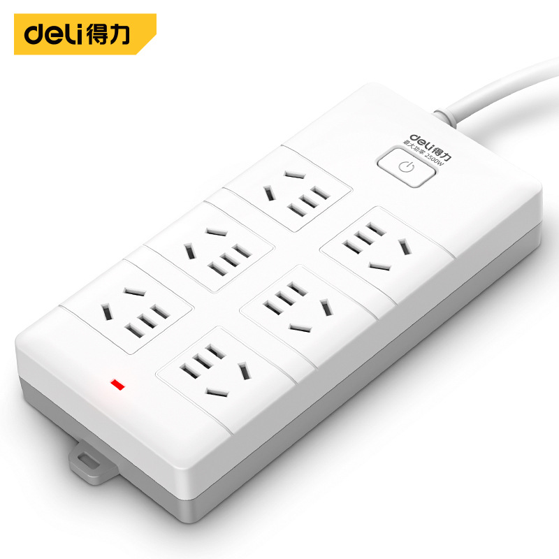 品牌授权 Deli/得力 延长线插座6组6组合孔-1.8m3m5m白色T820618