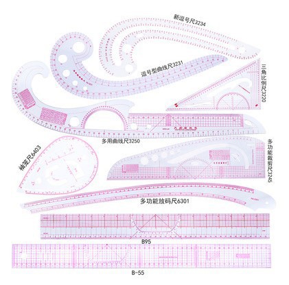 Diseño de ropa Regla de fabricación de patrones Regla de patrones Regla de patchwork Regla de corte Regla de corte Regla de arco Regla suave Regla de coser
