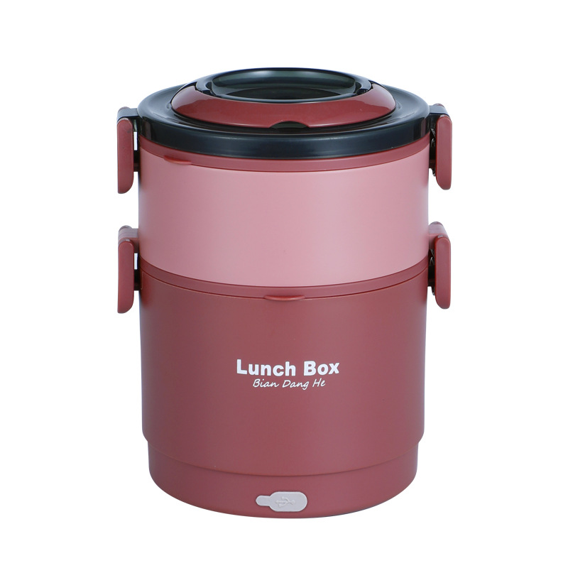 304 Fiambrera de calefacción por inyección de agua para trabajar para estudiantes, caja bento de aislamiento enchufable USB, olla redonda, venta directa de fábrica