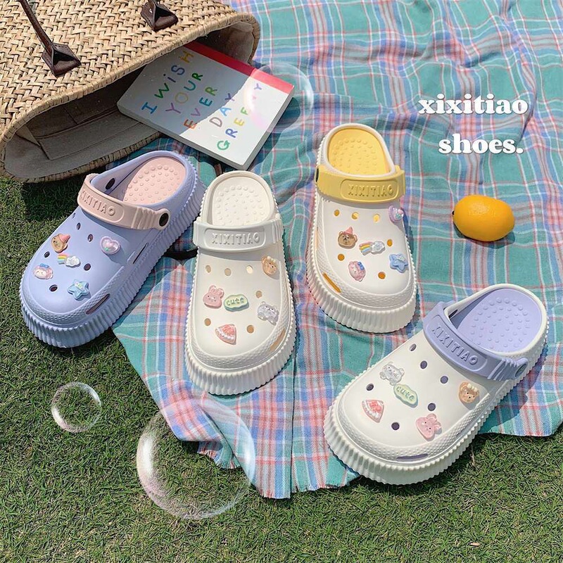 Thick Sole Cave Shoes Slippers Women's Summer Outer Wear Wear-resistant Home Non-slip Thickened Internet Celebrous Baotou Half Slippers Summer Thick Sole Cave Shoes Slippers Women's Summer Outer Wear Wear-resistant Home Non-slip Thickened Internet Celebrous Baotou Half Slippers Summer