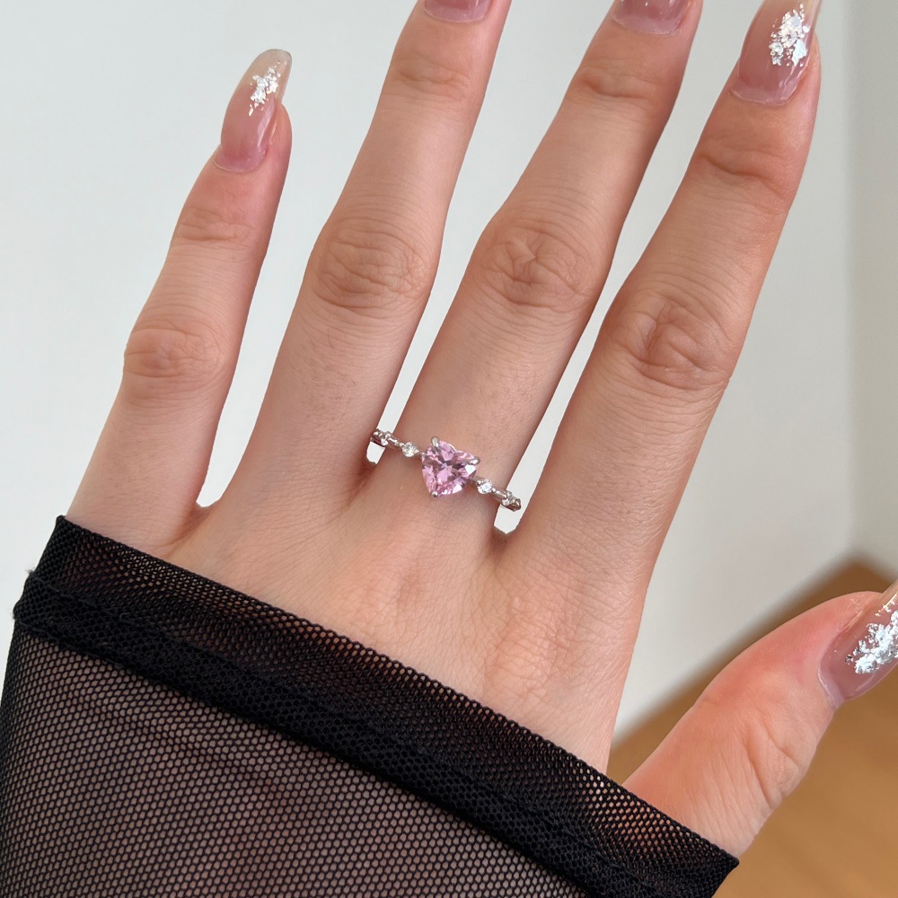 3g Weight Zircon Inlay Material Rings Classification 1 Piece Quantity Daily Occasion 925 Sterling Silver Material Heart Shape Pattern Women's Gender Plating Design Elegant Style 925 Sterling Silver Zircon Heart Shape Rings 925 Sterling Silver Rings 43
