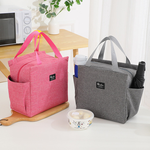 Cross-border portable double-pocket insulated lunch bag aluminum foil thickened insulated lunch bag with rice meal bag lunch box insulated bag
