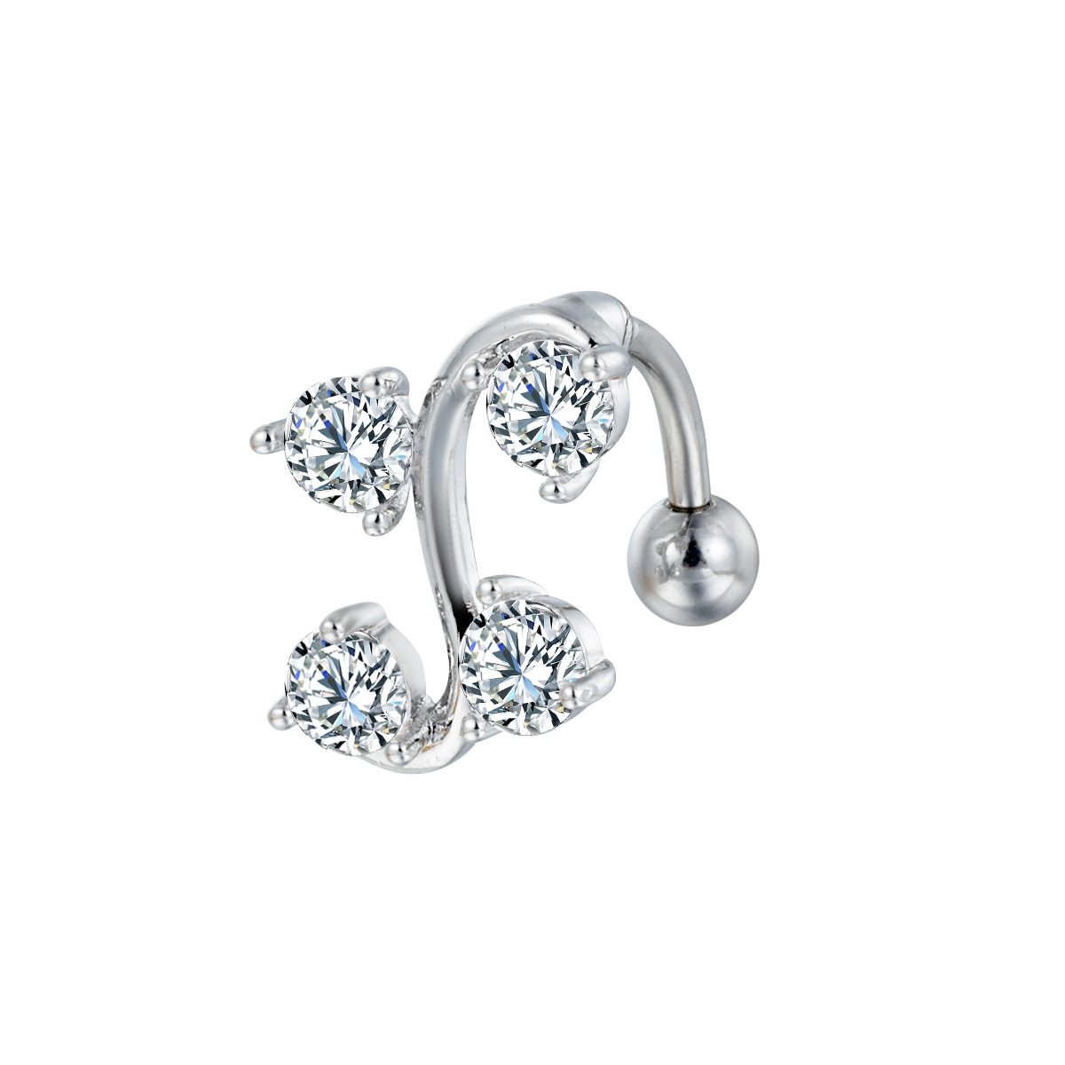 Sparkling Tree Branch Belly Button Ring With Diamonds Unique Style_voghion.com