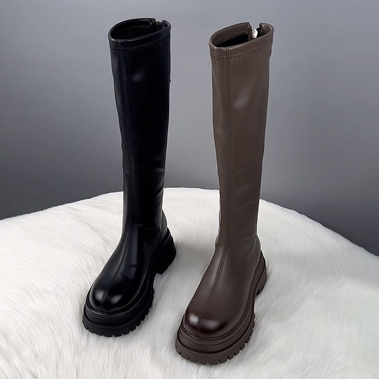 Black Long Boots for Women 2026 New Autumn and Winter Boots for Women Korean Style Slimming and Height-Increasing British Style Thick-Soled Long Boots Black Long Boots for Women 2026 New Autumn and Winter Boots for Women Korean Style Slimming and Height-Increasing British Style Thick-Soled Long Boots