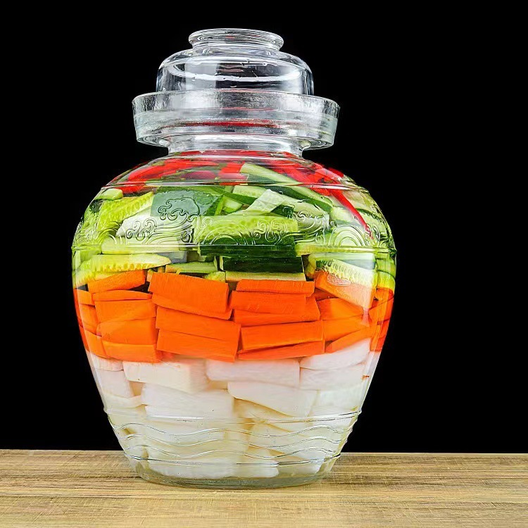 泡菜坛子酸菜坛子家用玻璃罐咸菜缸大容量加厚密封透明腌制腌菜