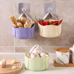 Kitchen ginger garlic storage box plastic home wall hanging no punching wall hanging bathroom sundries basket storage rack