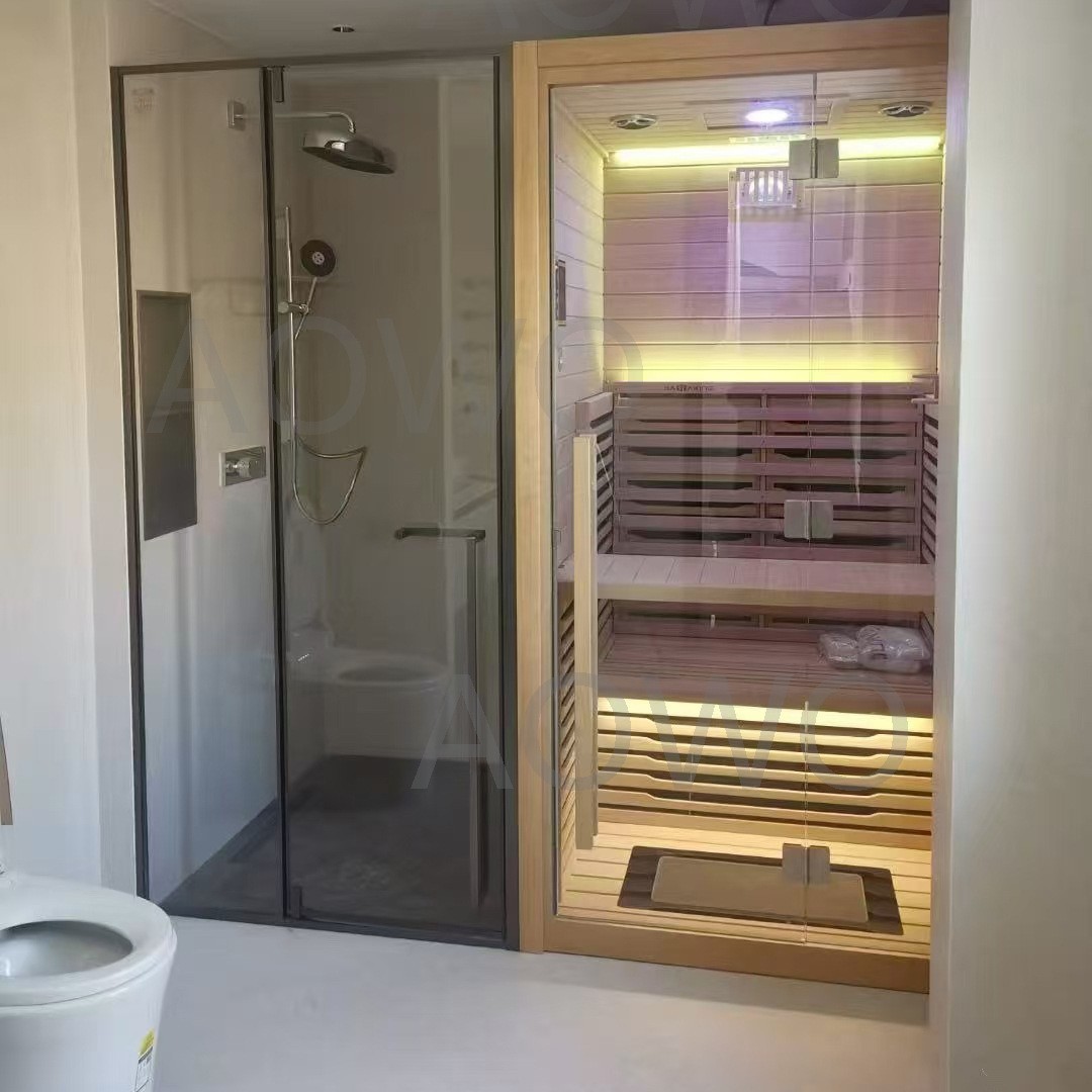 Casa de la villa de calor infrarrojo lejano combinación de ducha seca y húmeda integral sala de vapor seca y húmeda salida de separación seca y húmeda