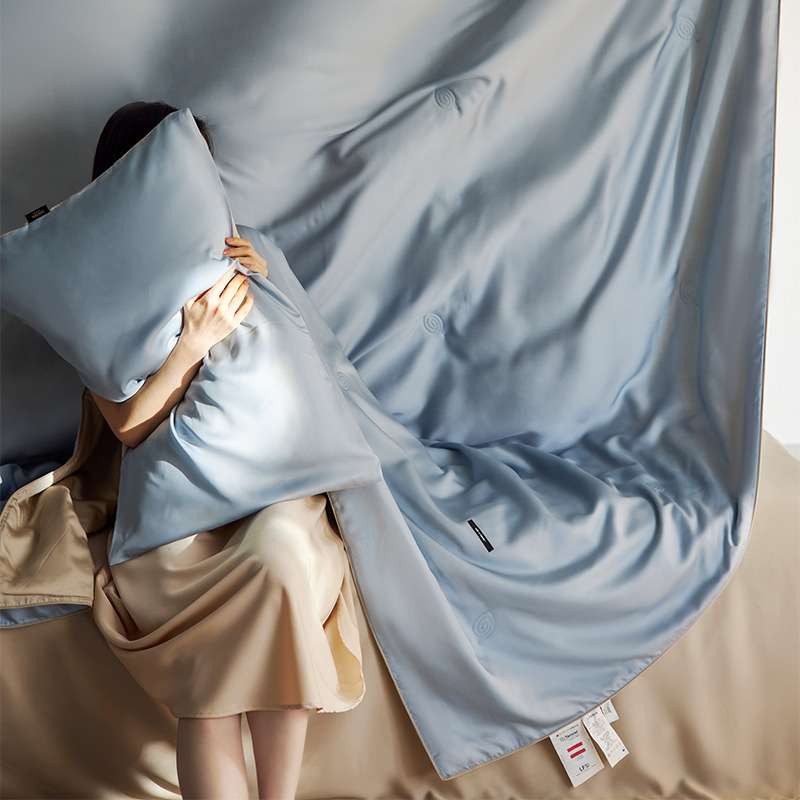 Class A 100 Austrian Lanjing Tencel Summer Quillet Four-Piece Solid Color Air Conditioned Quillet Super Fine Dan Lyocell Summer Quillet