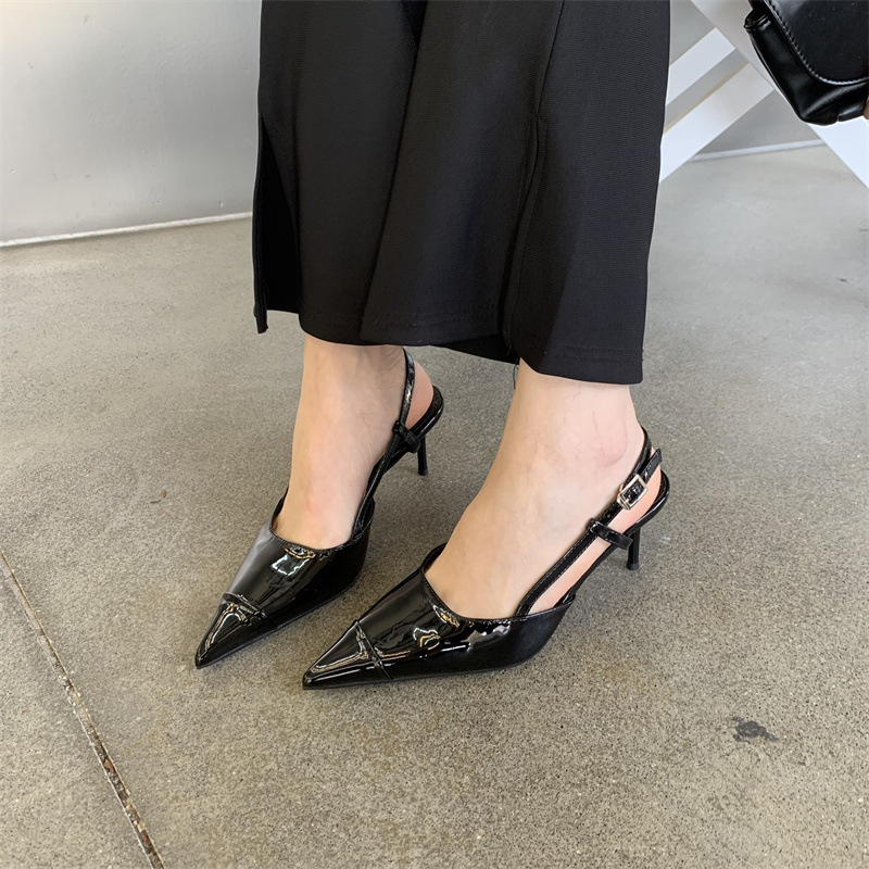 2024 nuovo autunno e l'estate scarpe a spillo francesi con punta a punta temperamento dorato sandali cavi con punta a punta per le donne tacchi alti_voghion.com