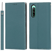 适用索尼Xperia 1 VII手机套Xperia 10 IV挂绳荔枝纹真皮保护皮套